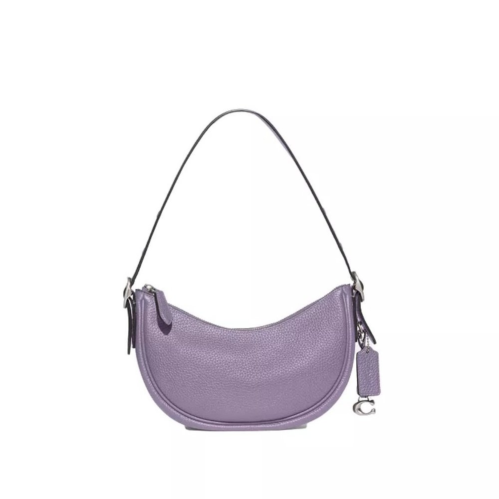 Coach Luna Pebbled Leather Bag in Purple with Silver Hardware
